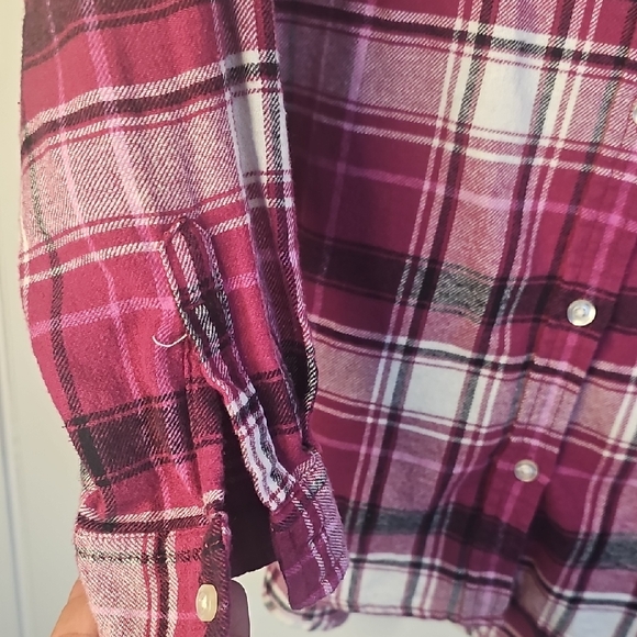 GAP Women's Burgundy and White Plaid Button Down Shirt Size XXL 100% COTTON - Picture 6 of 9